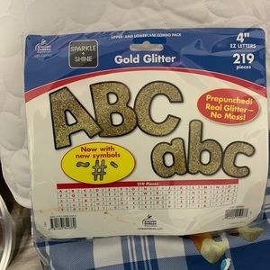 Gold glitter ABC’s and more